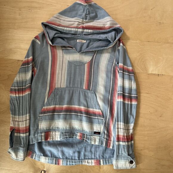 Faherty Baja Poncho Women's Small Multicolor Striped Hooded Pullover - Picture 8 of 8